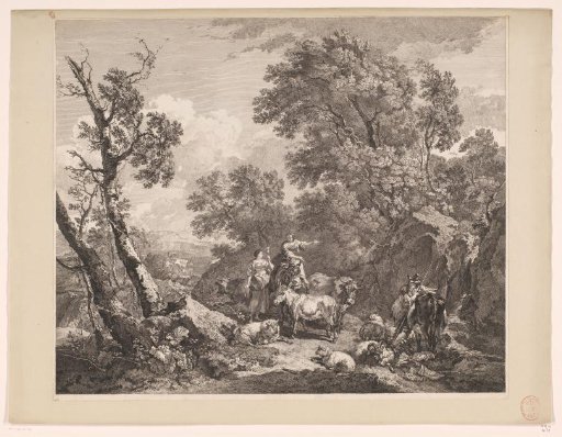 Landscape with Two Shepherdesses, a Shepherd and Their Flock