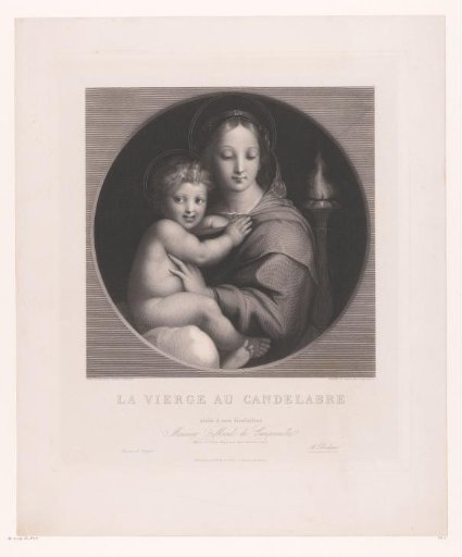 Madonna and Child next to a candlestick