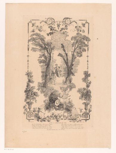 Design for a wainscoting with a young woman on a swing