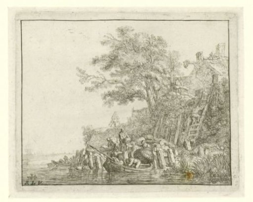 Men Loading Sheaves of Grain into a Boat