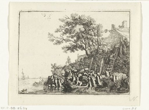 Men Loading Sheaves of Grain into a Boat