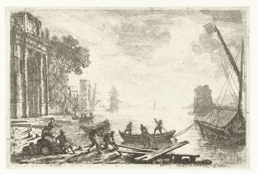 Seaport with rising sun