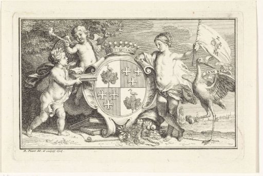 Coat of arms with a woman holding the flag of the Zeeland Chamber of the VOC