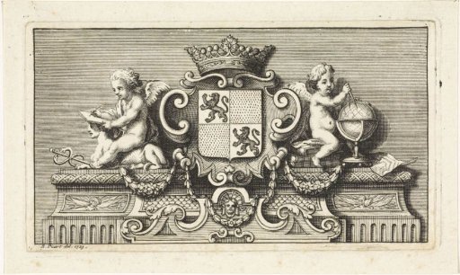 Coat of arms flanked by putti