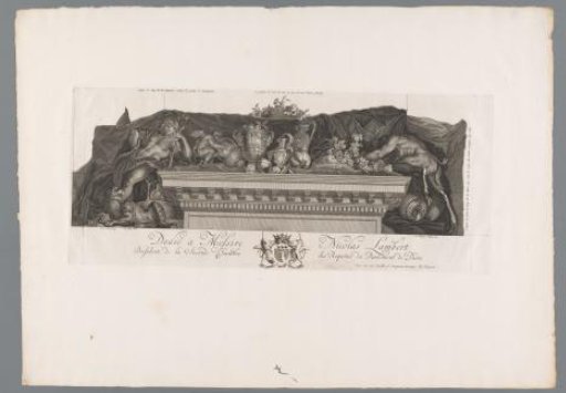 Cornice flanked by Bacchus and Pan