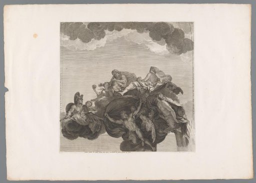 Jupiter, Juno, and the other gods receive Hercules