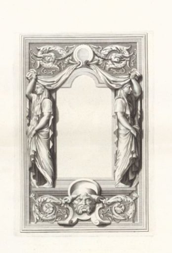 Ornamental Frame with Two Women on Either Side