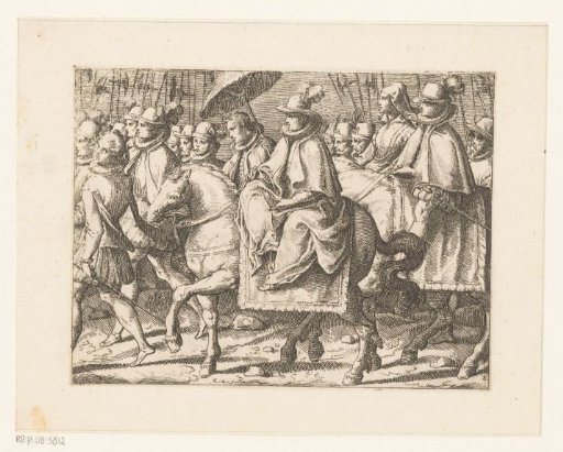 Margaret of Austria on horseback with retinue