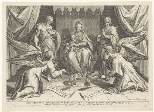 Enthroned Mary and the Christ Child, with Two Saints