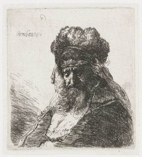Bearded Old Man in a Fur Cap, with Eyes Closed