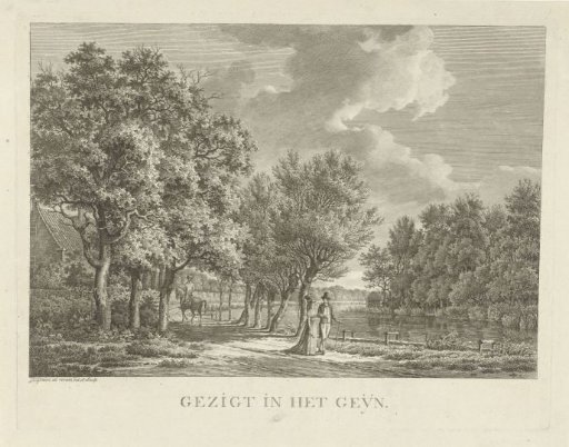 Landscape with a couple walking along the bank of the Gein