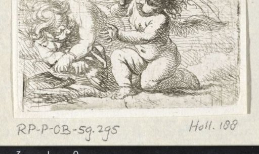 Two wrestling putti