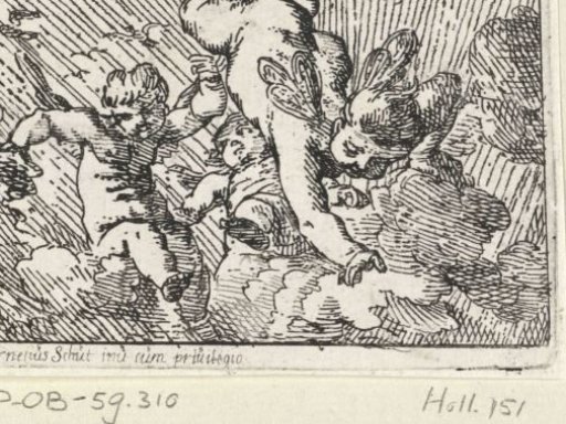 Three flying putti with butterfly-like wings