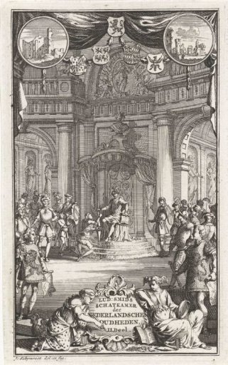 Enthroned leader holding audience