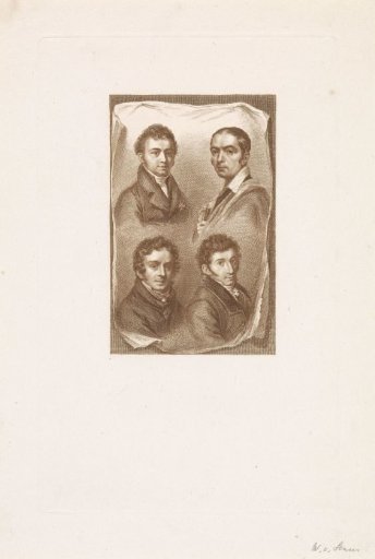 Portraits of Jan Willem Pieneman, Cornelis Cels, Pieter Christoffel Wonder and Paul Joseph Constantin Gabriël