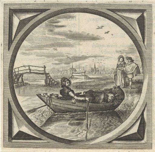 Woman with a Calf in a Rowing Boat