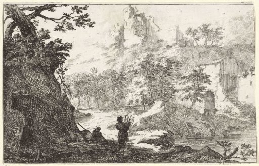 Landscape with farm and ruin