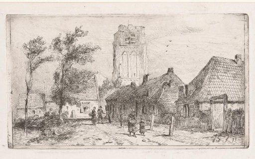 Village view with church tower