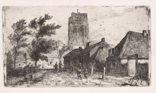 Village view with church tower