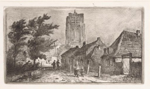 Village view with church tower