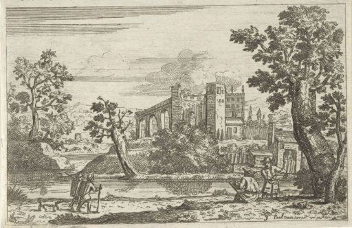 Landscape with Two Sketching Artists by the Water