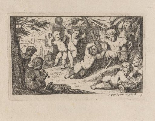 Putti Playing under a Baldachin
