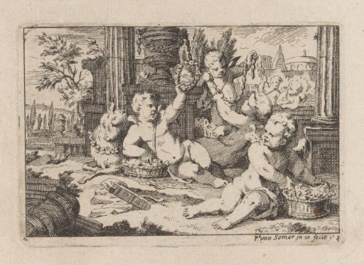 Putti with Flower Garlands