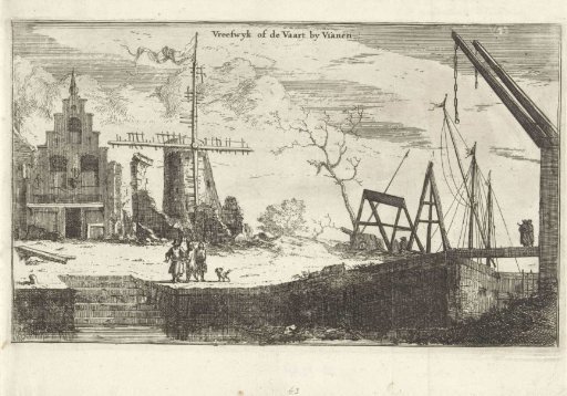 Buildings and bridge at Vreeswijk near Vianen, destroyed by the French in 1672