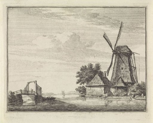 River landscape with a mill