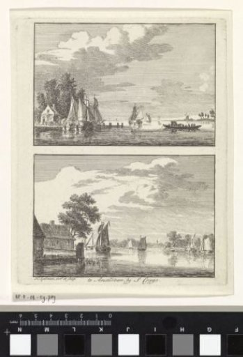 Two river landscapes with sailing ships