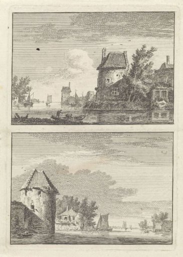 Two river landscapes with a tower