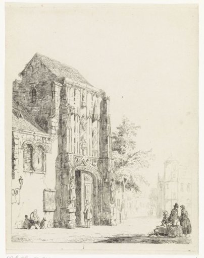 Vendors in front of a Church Portal