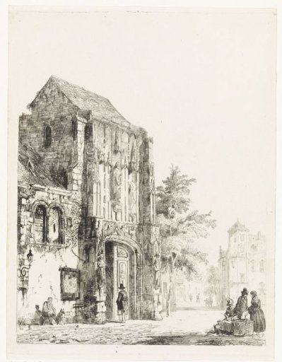 Vendors in front of a Church Portal