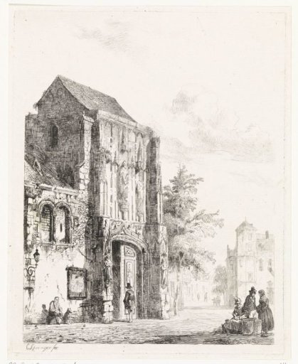 Vendors in front of a Church Portal