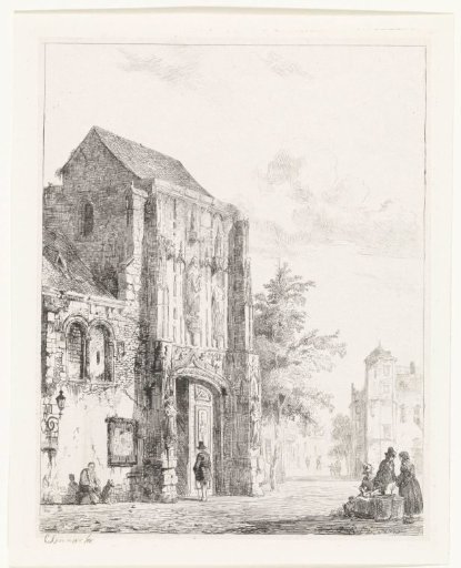 Vendors in front of a Church Portal