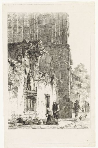 Woman Kneeling before a Chapel
