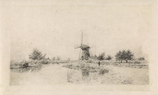 River landscape with a mill