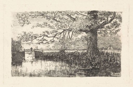 Landscape with tree and bridge