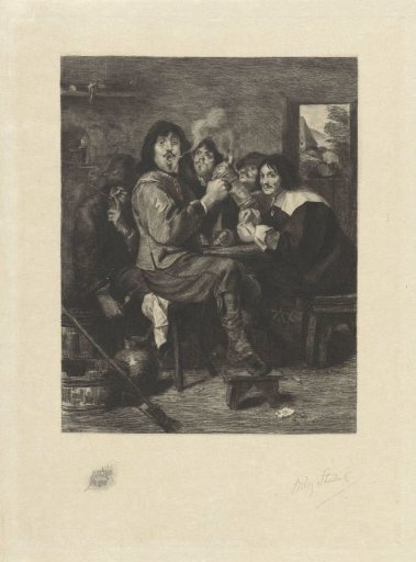 Tavern interior with smokers