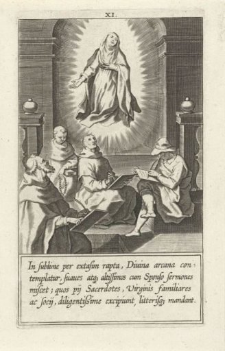 Catherine appears before four learned men in the temple