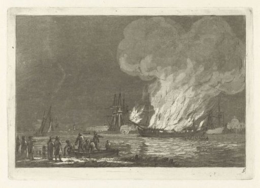 Burning Ship off Rotterdam