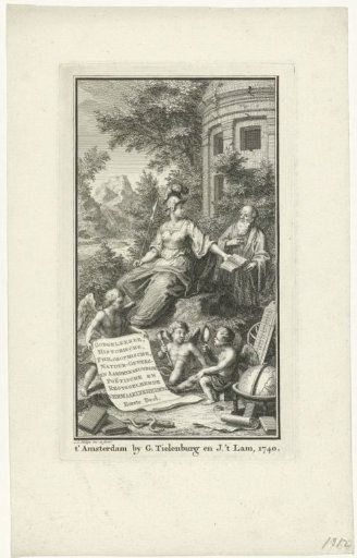 Minerva hands a book to an old man