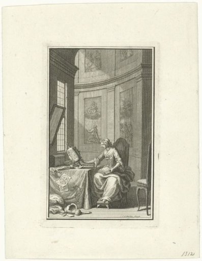 Interior with a woman reading the Bible