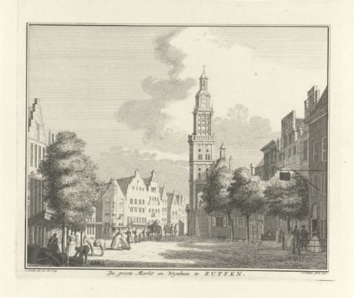 View of the Grote Markt and the Wijnhuistoren in Zutphen