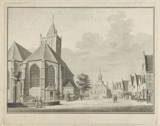 View of the Great Church and the Old Town Hall on the Market in Vlaardingen