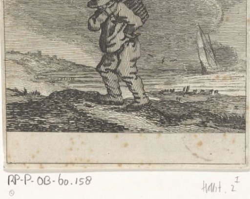 Dune landscape with a fisherman