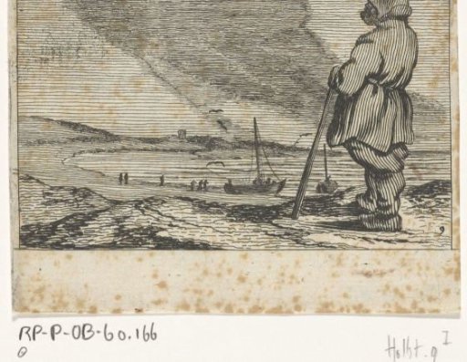 Dune landscape with a man looking out over the sea