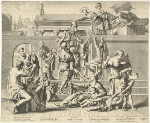 St. Cecilia distributes her clothing among the poor
