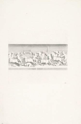 Bas-reliëf van een groep putti en paarden