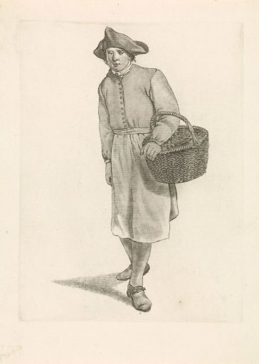Man with a wicker basket on his arm